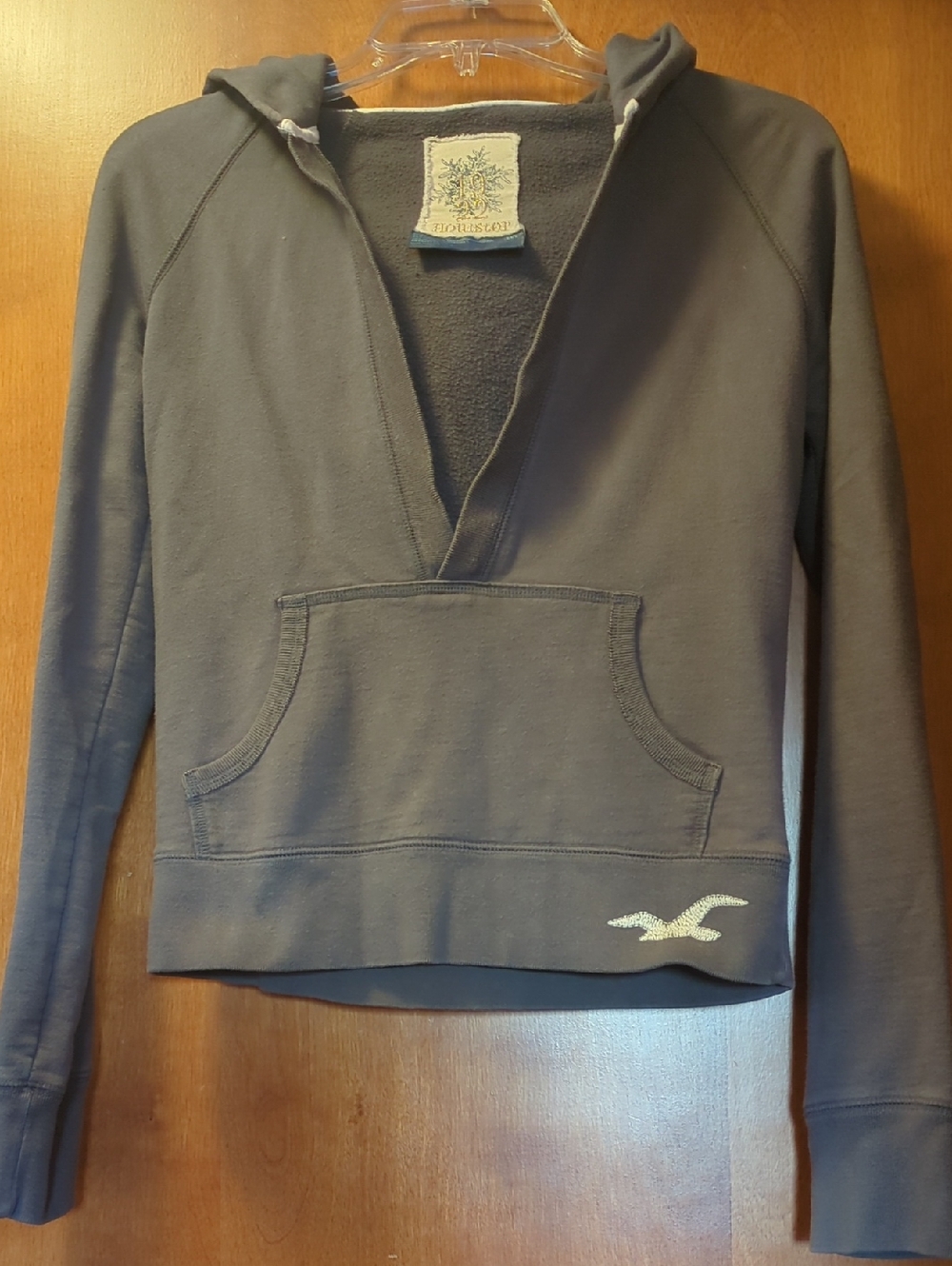 Hollister Charcoal V-Neck Hoodie